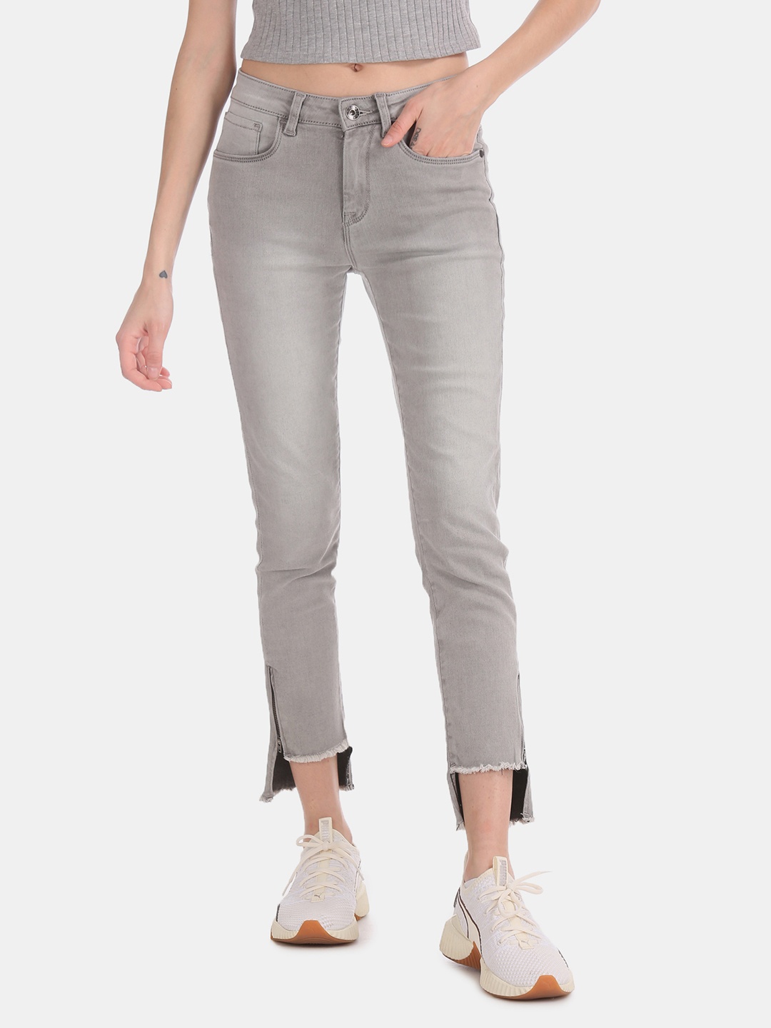 

U.S. Polo Assn. Women Grey Skinny Fit Mid-Rise Clean Look Jeans