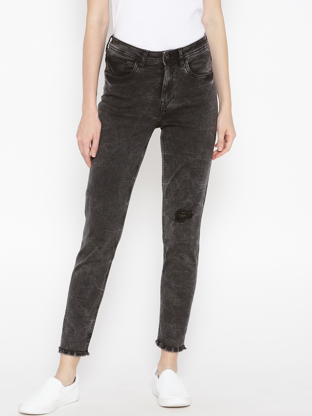 

U.S. Polo Assn. Women Women Charcoal Grey Super Skinny Fit Cropped Stretchable Jeans