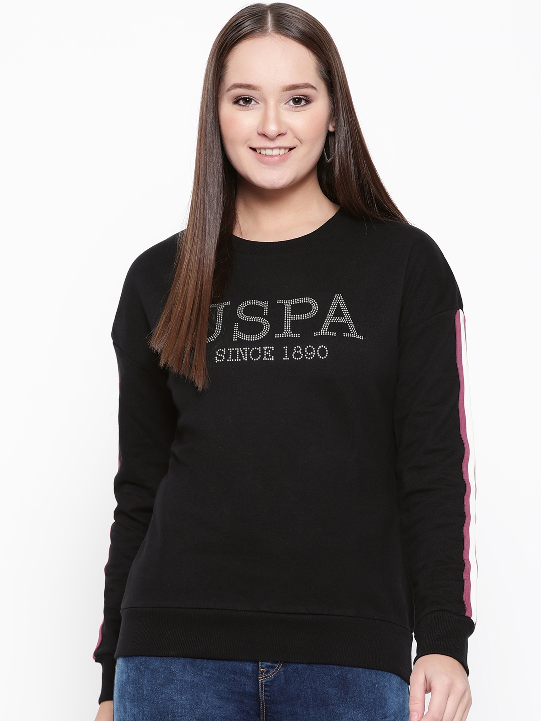 

U.S. Polo Assn. Women Black Solid Sweatshirt