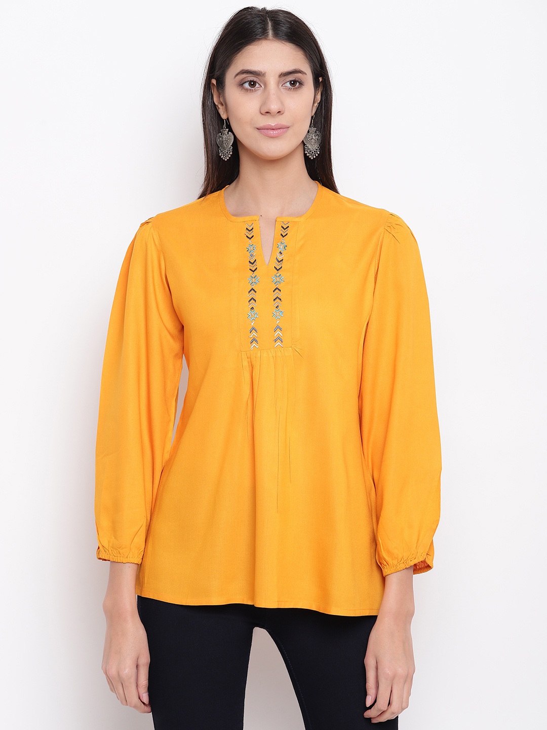 

Rangriti Women Yellow Solid Top