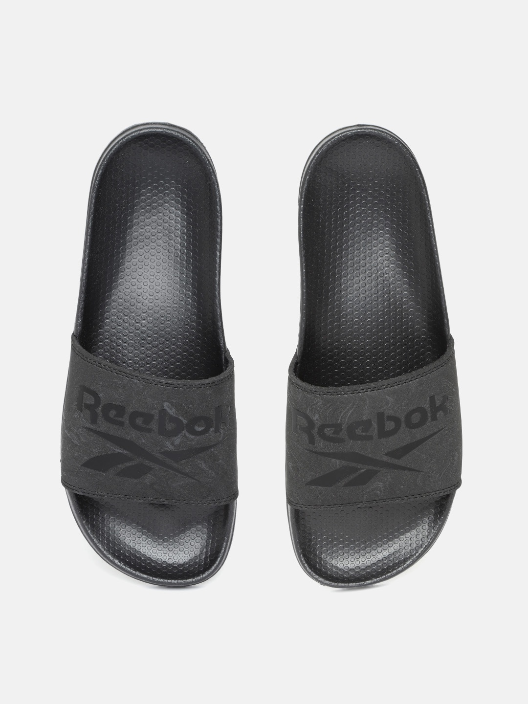 

Reebok Women Black Brand Logo Print Sliders
