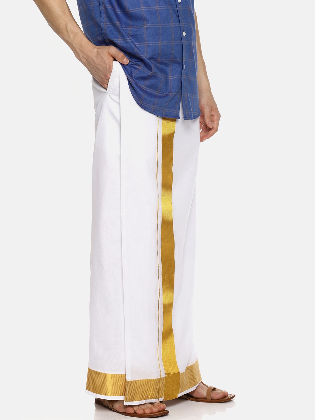 

Sethukrishna Men White Solid Readymade Dhoti