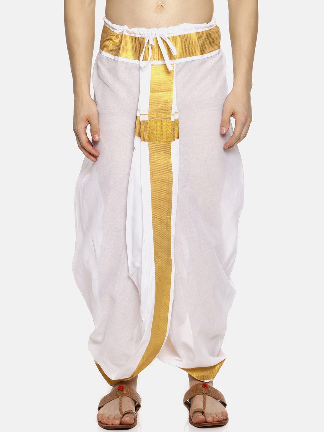 

Sethukrishna Men White Solid Readymade Dhoti