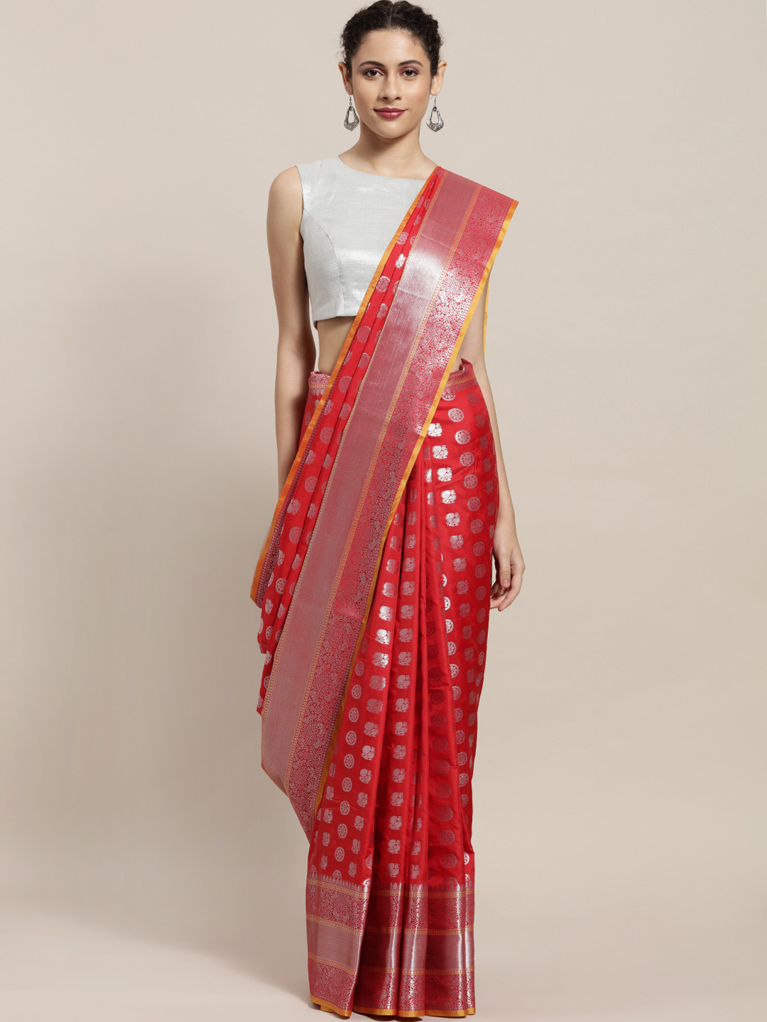 

Sugathari Red Woven Design Art Silk Saree