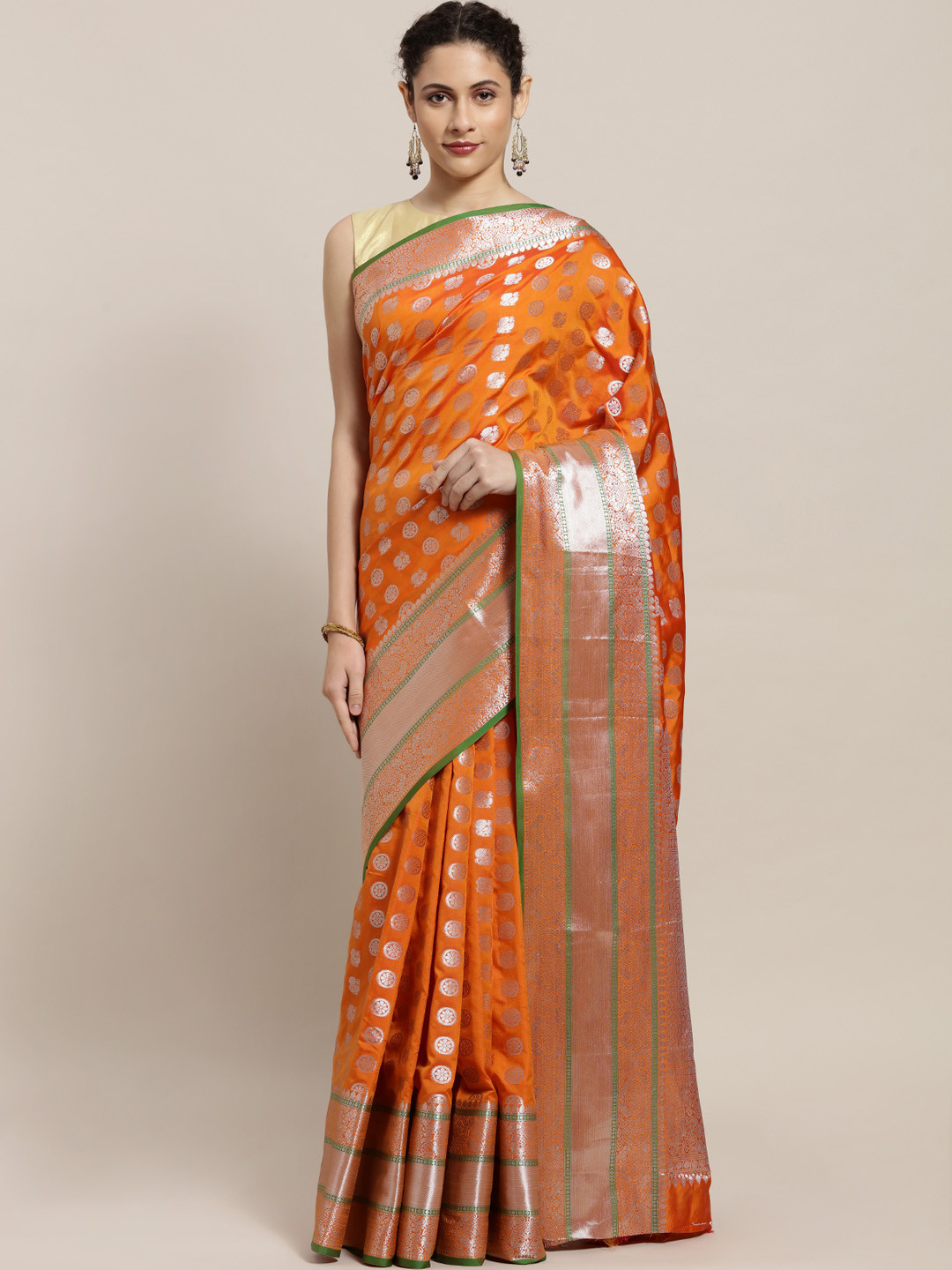 

Sugathari Orange Woven Design Art Silk Saree