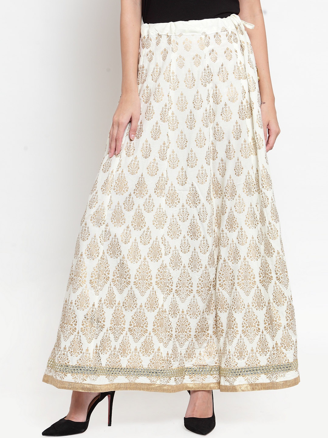 

Clora Creation Women Cream-Coloured Printed Flared Maxi Skirt