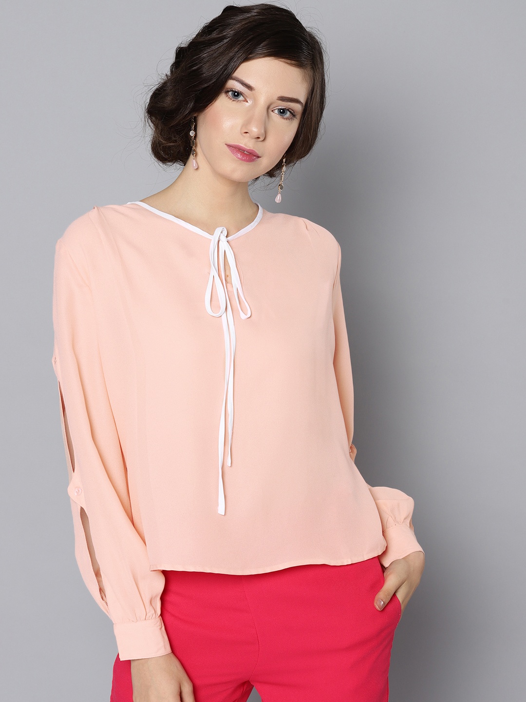 

STREET 9 Women Peach-Coloured Solid Top