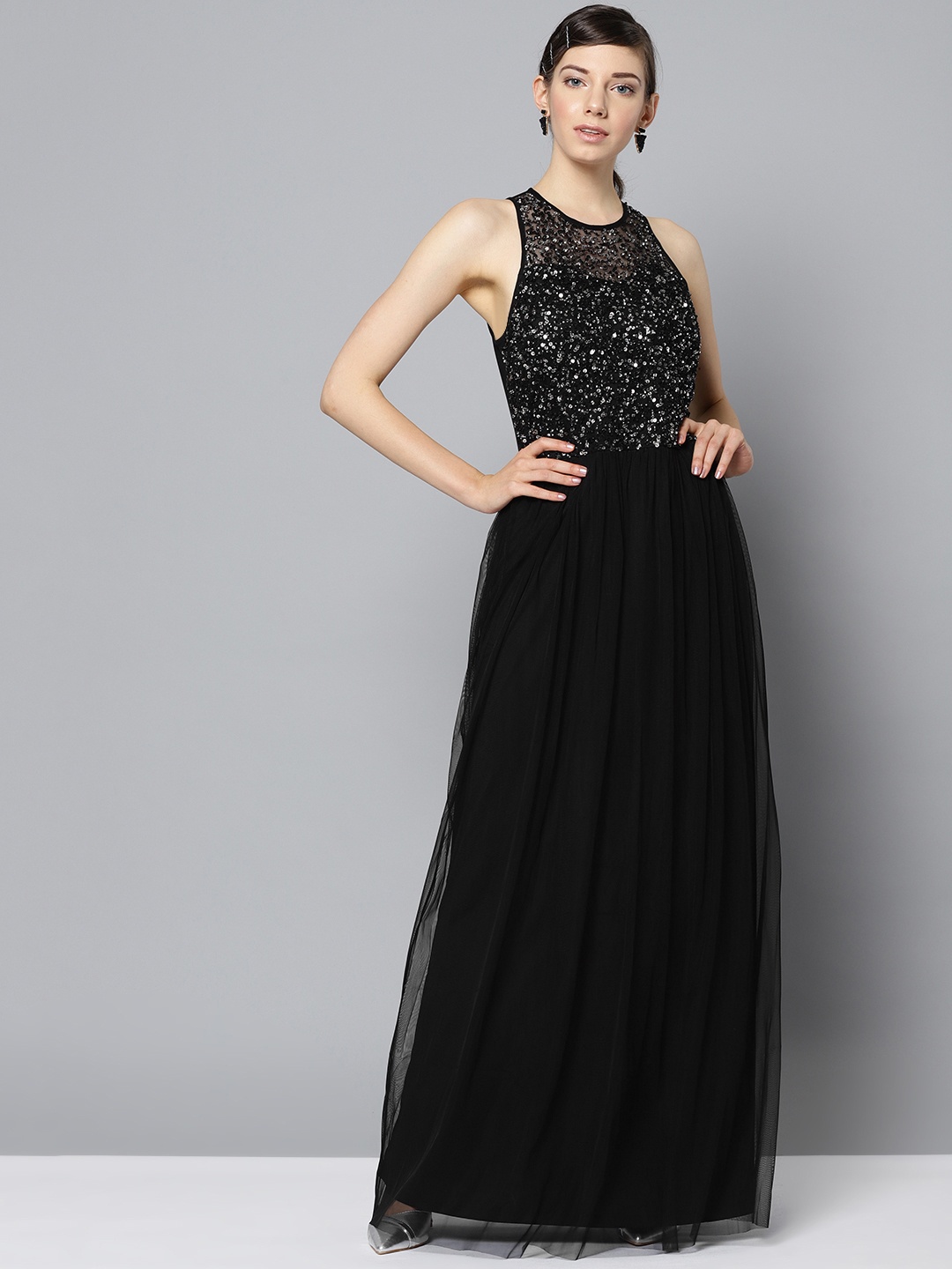 

STREET 9 Women Black Embellished Maxi Dress