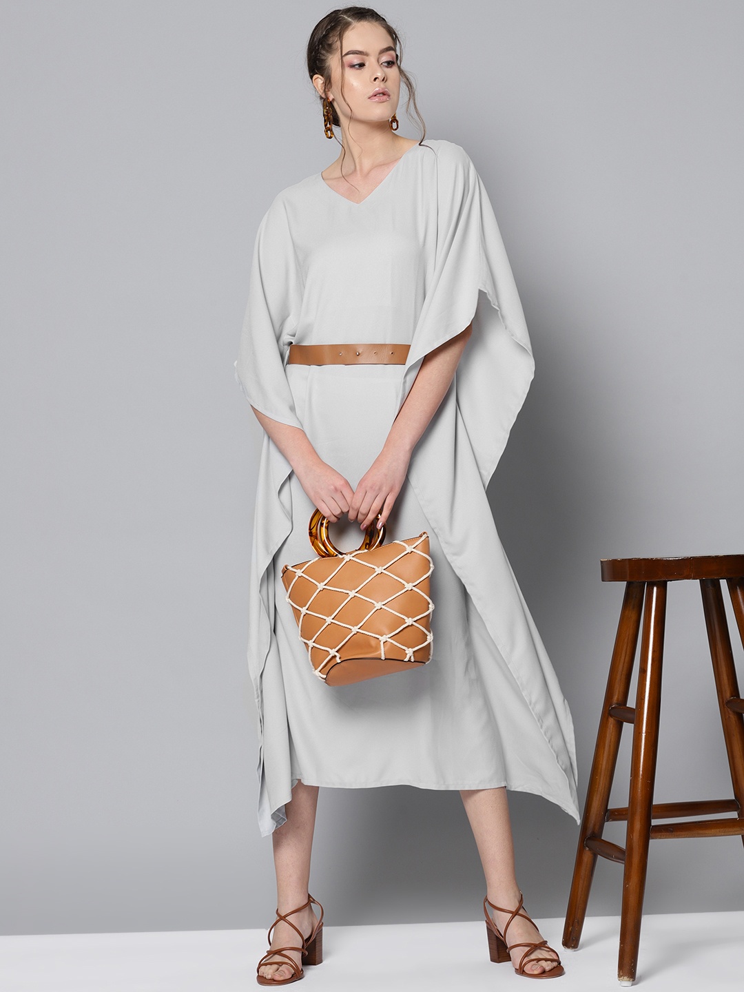 

STREET 9 Women Grey Solid Kaftan Dress
