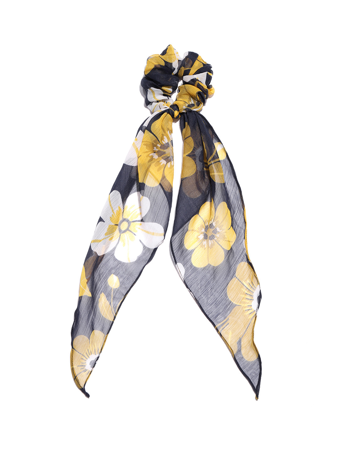 

Blueberry Navy Blue & Mustard Yellow Printed Scrunchie