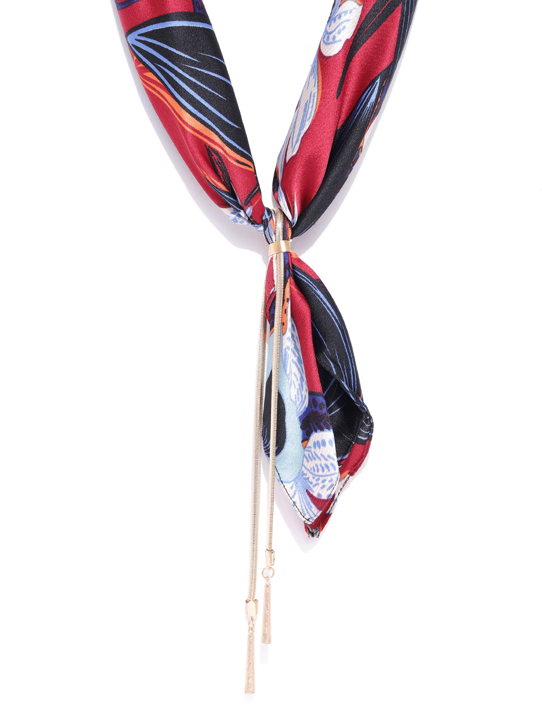 

Blueberry Black & Red Gold-Plated Handcrafted Scarf Necklace