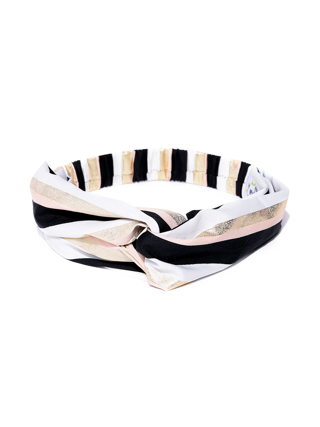 

Blueberry Black & White Striped Hairband with Knot Detail