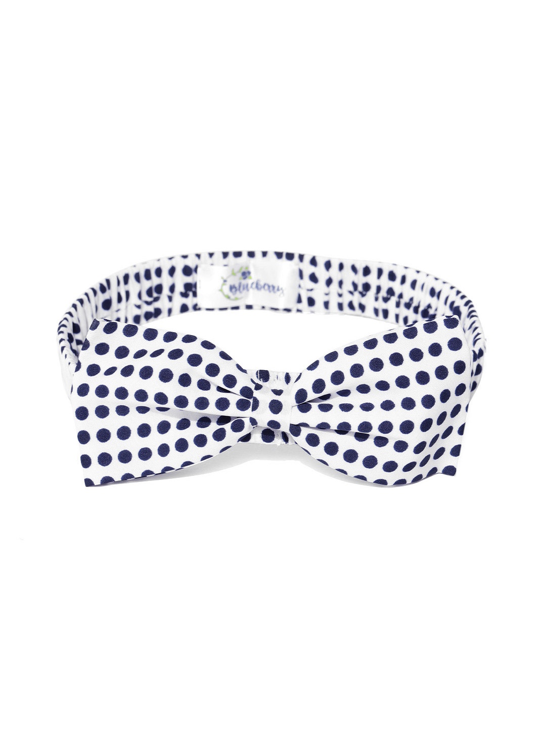 

Blueberry White & navy Blue Polka Dot Print Hairband with Bow Detail