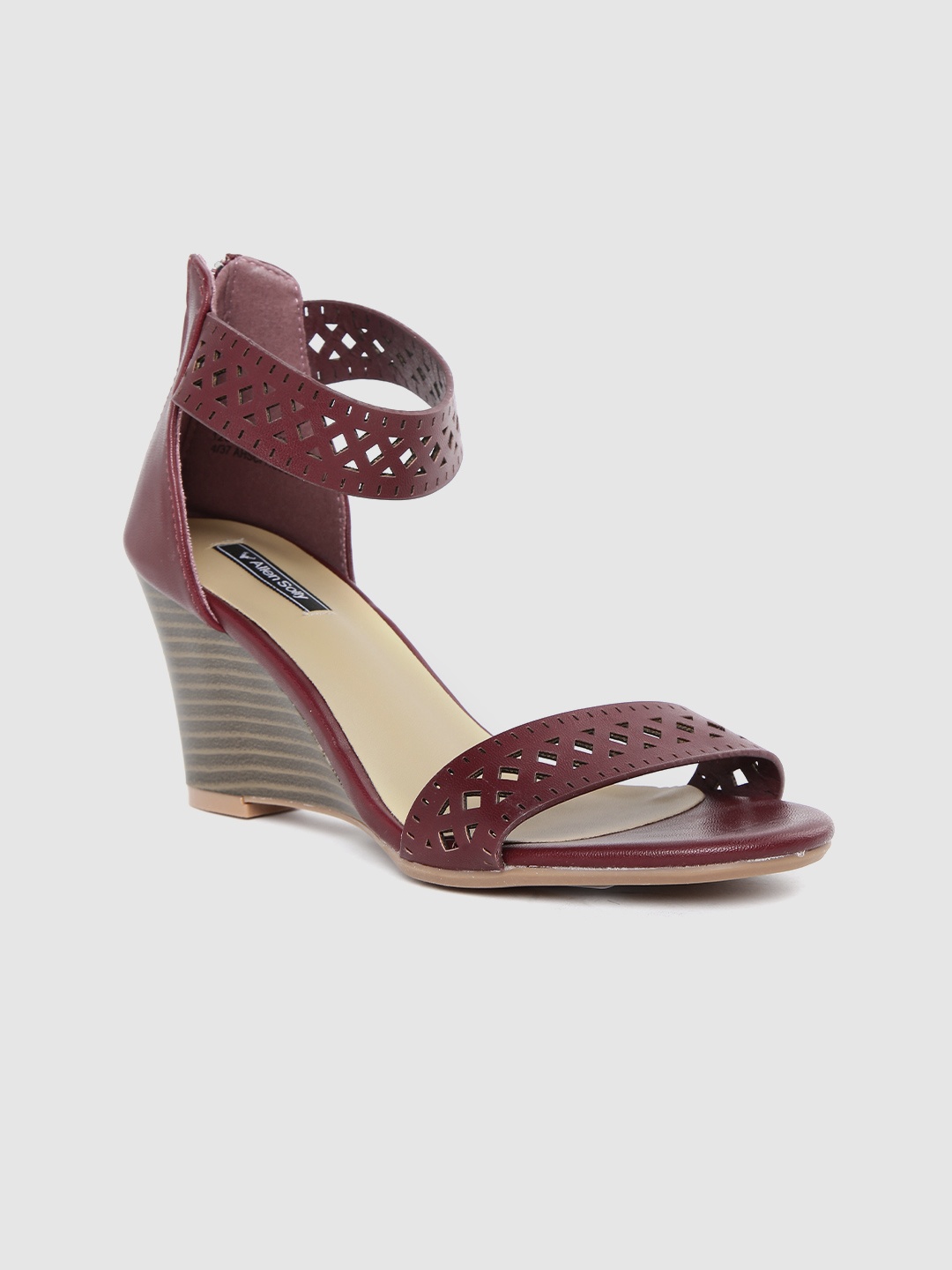 

Allen Solly Women Burgundy Solid Heels with Laser Cuts Detail