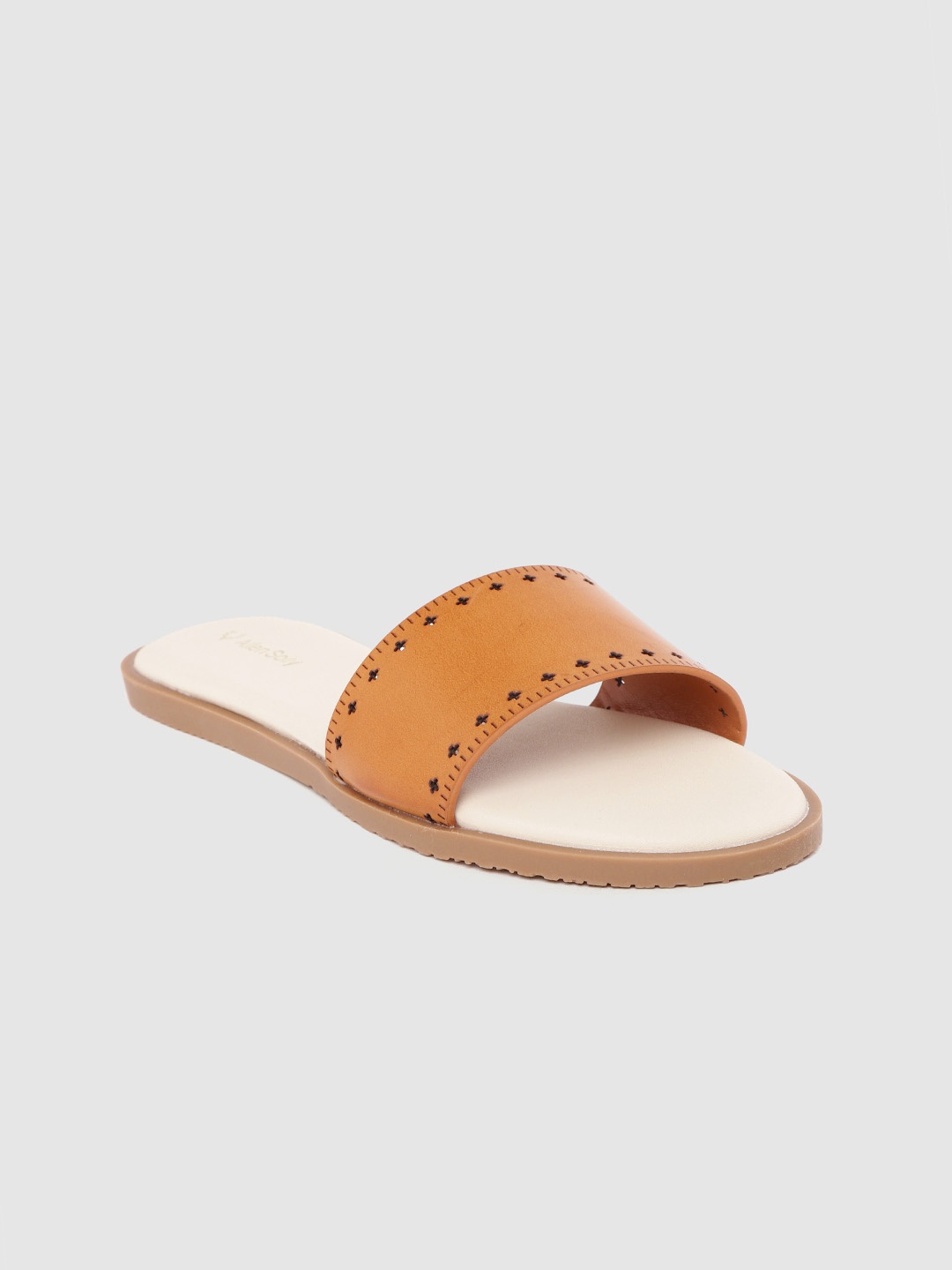 

Allen Solly Women Tan Brown Laser Cut Open Toe Flats