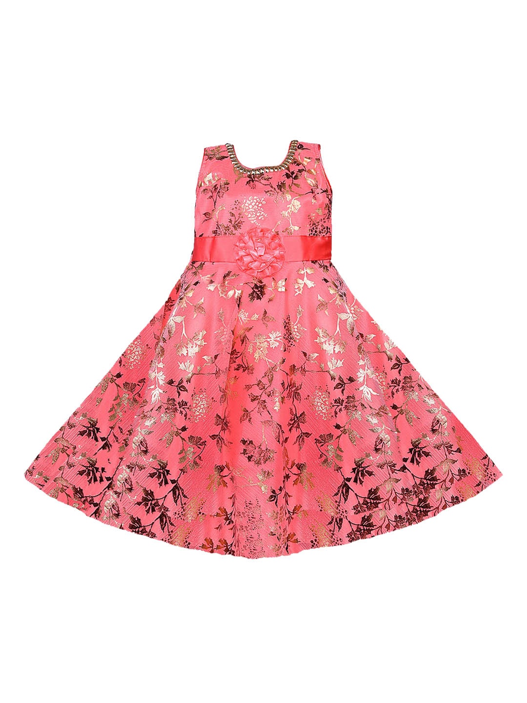 

Wish Karo Girls Pink Printed Fit and Flare Dress