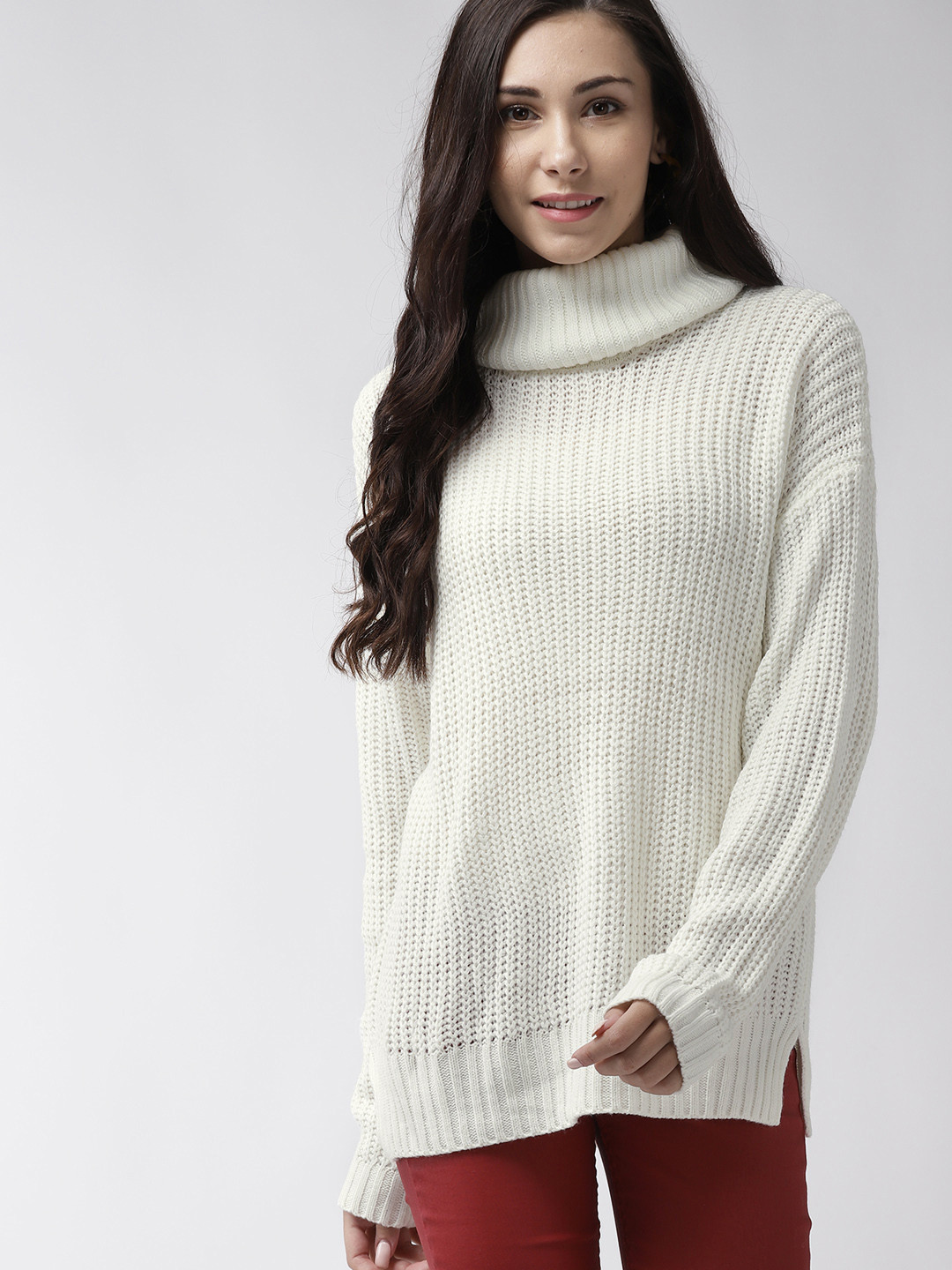 

FOREVER 21 Women Off-White Solid Sweater