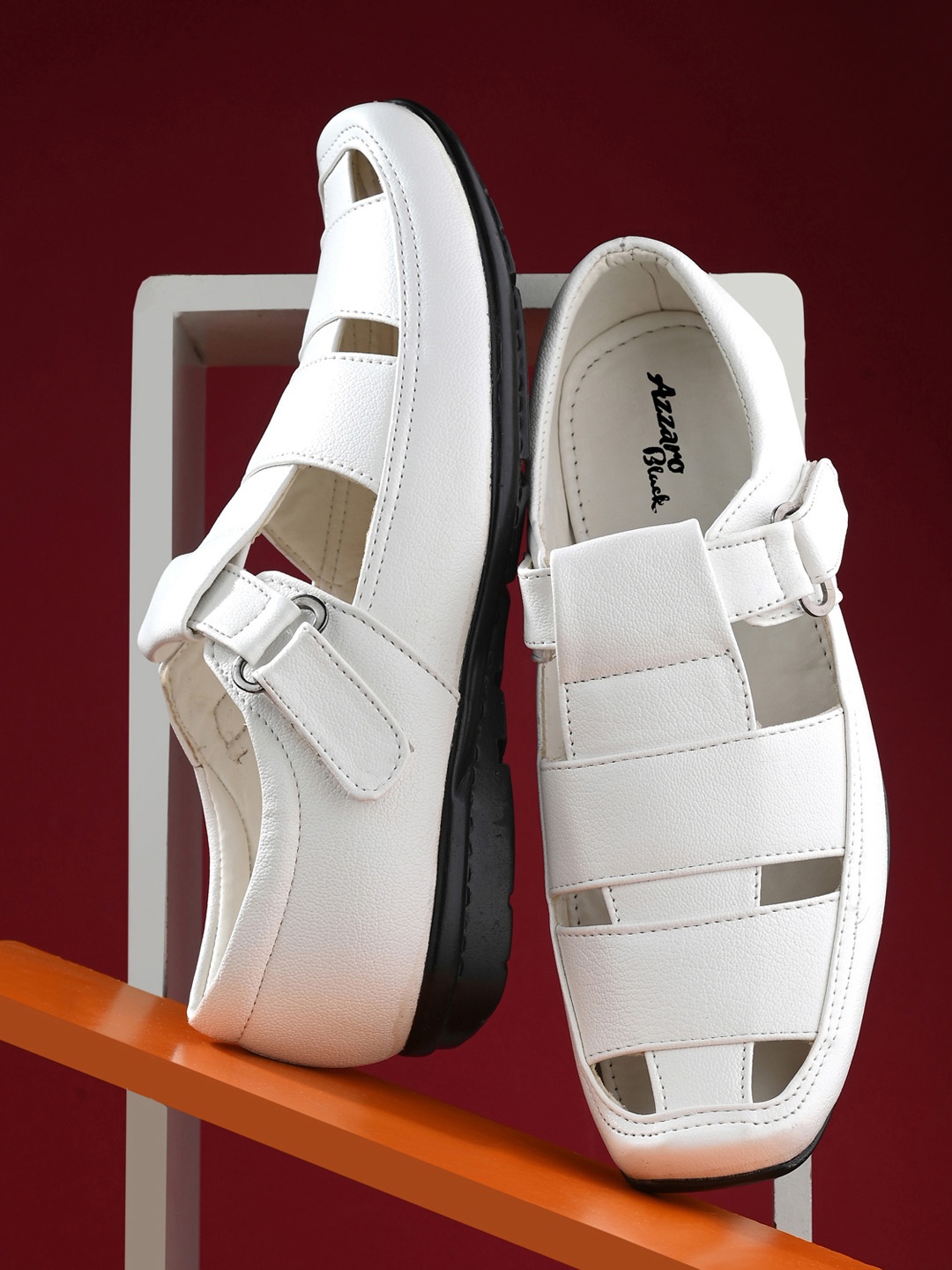 

Azzaro Black Men White Sandals