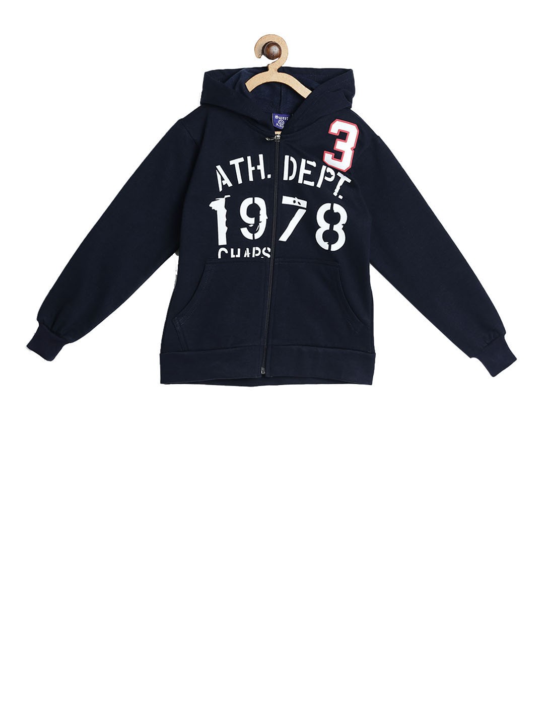 

SWEET ANGEL Kids Navy Blue Printed Hooded Sweatshirt