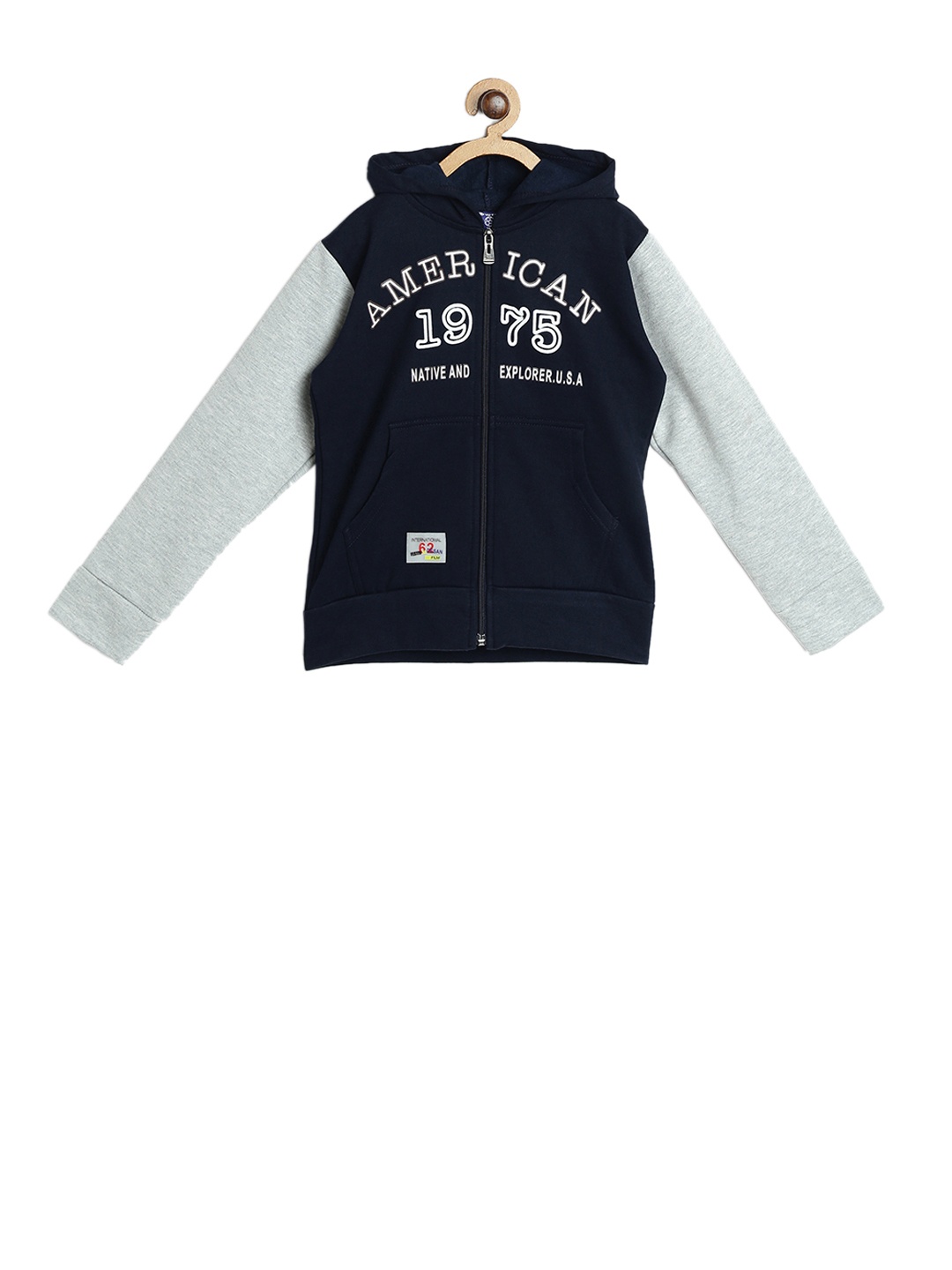 

SWEET ANGEL Kids Navy Blue Printed Hooded Sweatshirt