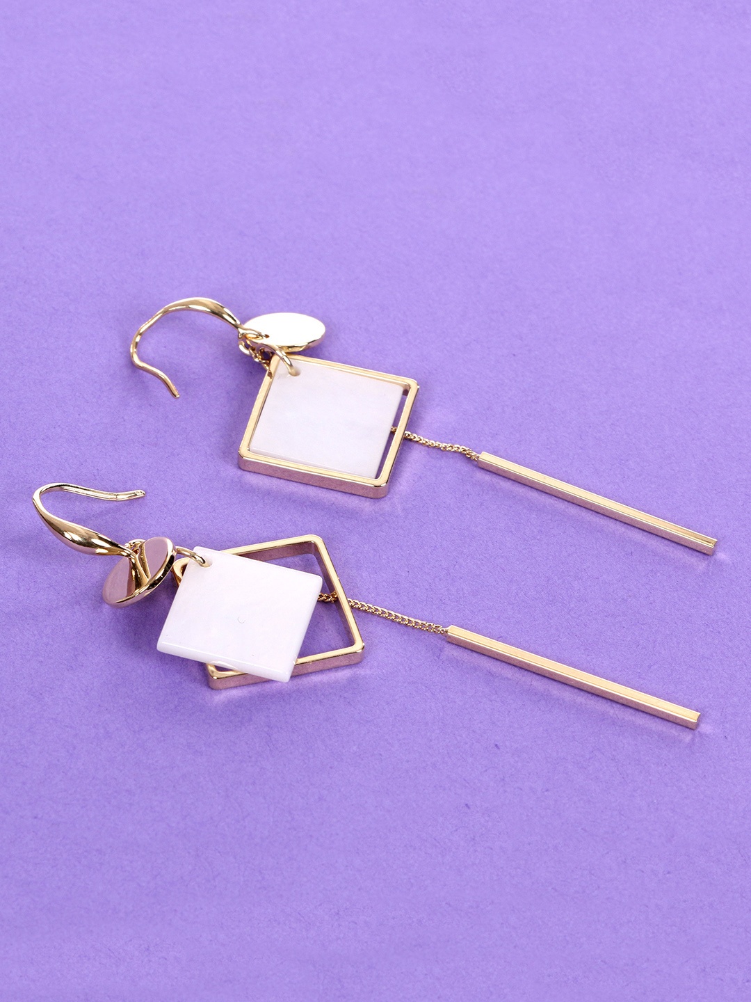 

E2O Gold-Plated Contemporary Drop Earrings, White