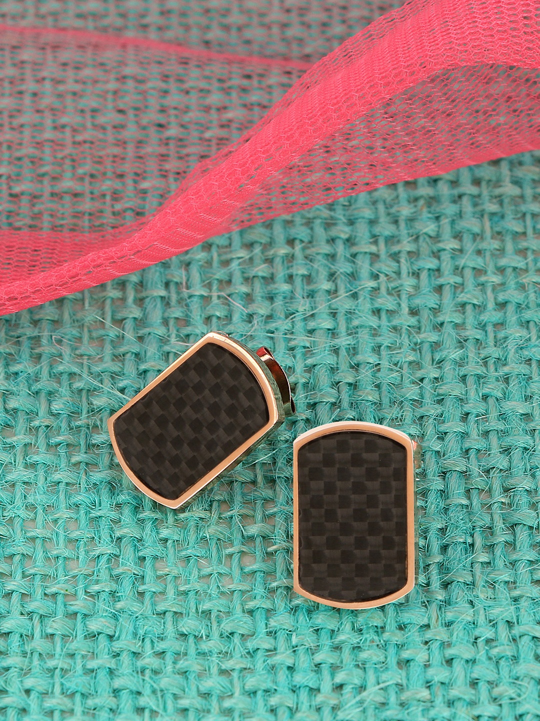 

E2O Gold-Plated Geometric Studs, Black