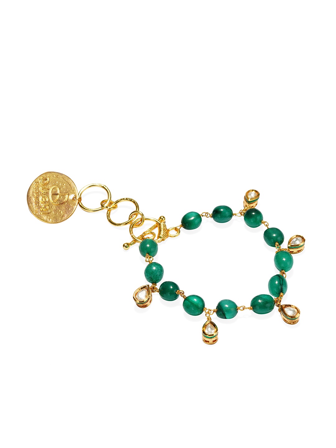 

DUGRISTYLE Green & Gold-Plated Bangle-Style Bracelet