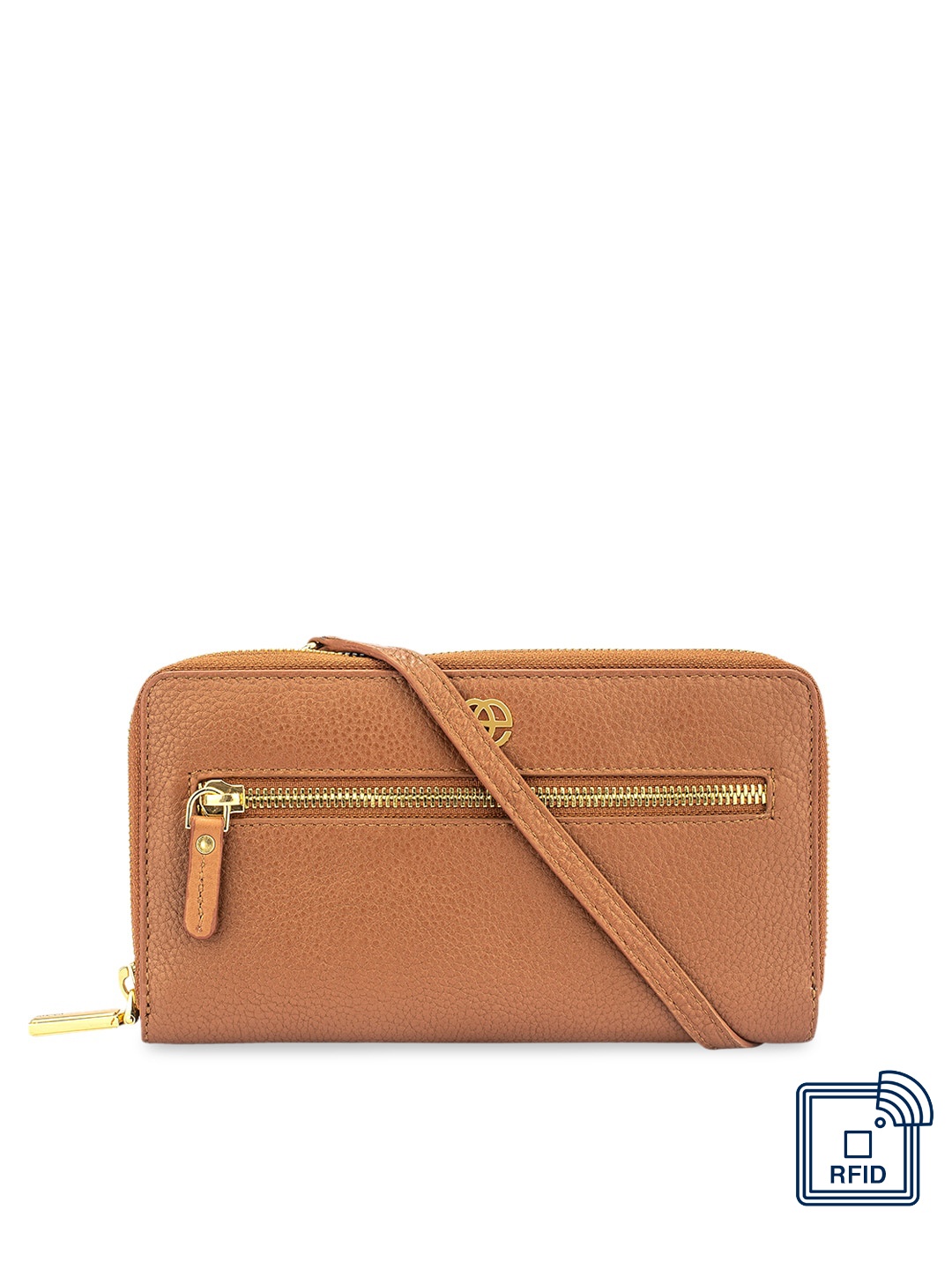 

Eske Women Brown Solid Leather Zip Around Wallet