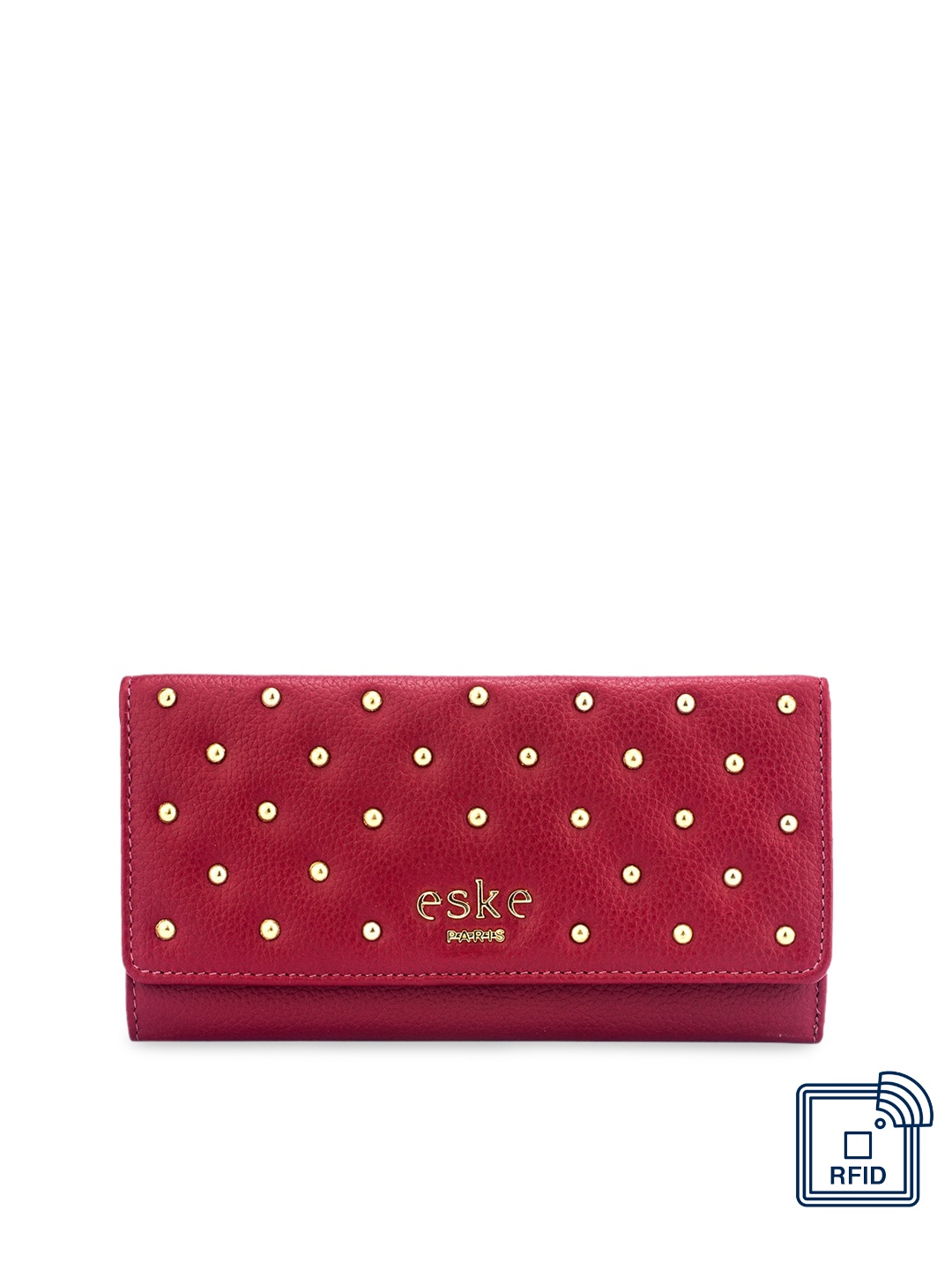 

Eske Women Magenta Solid Leather Three Fold Wallet