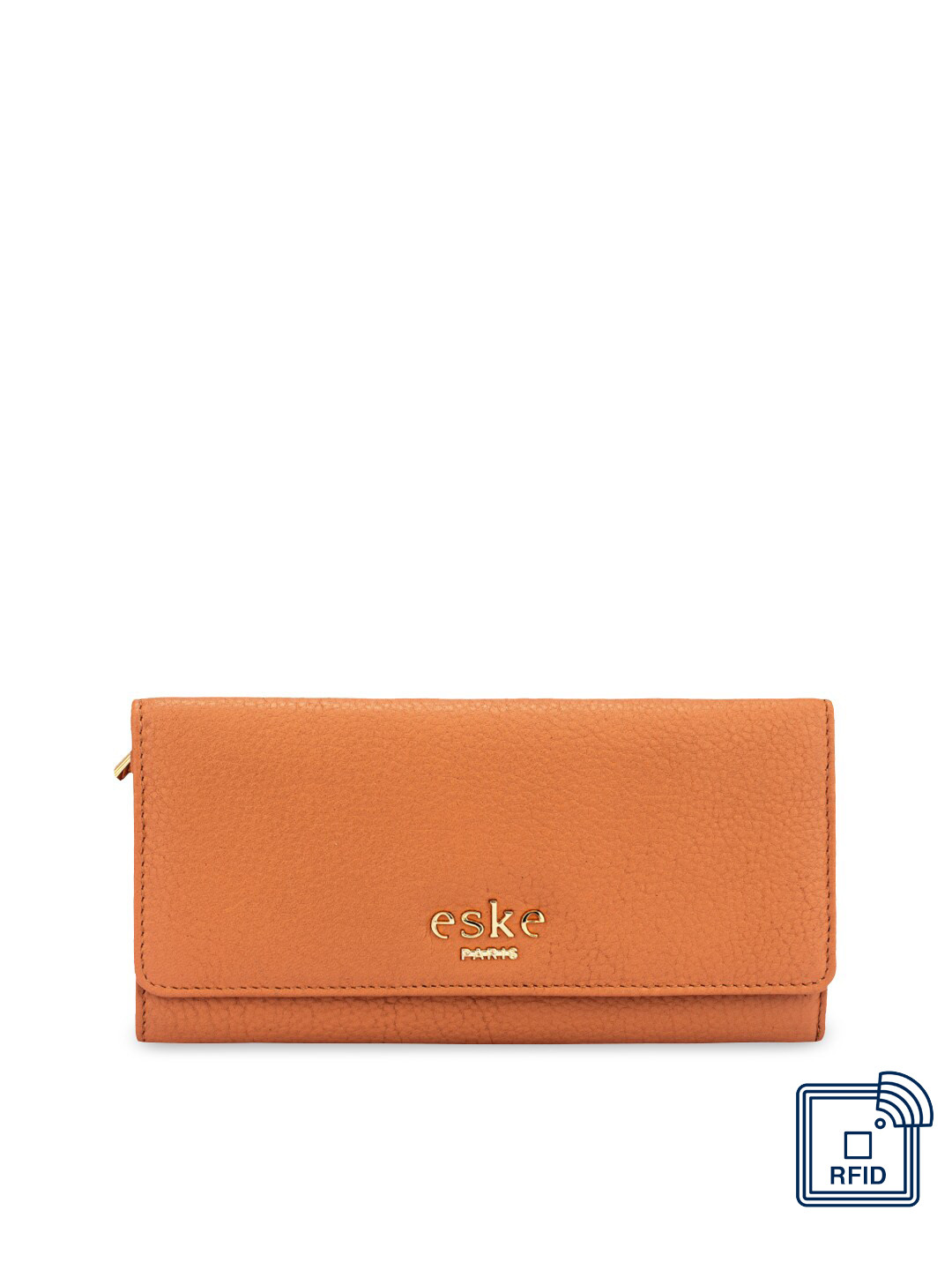 

Eske Women Orange Solid Leather Three Fold Wallet
