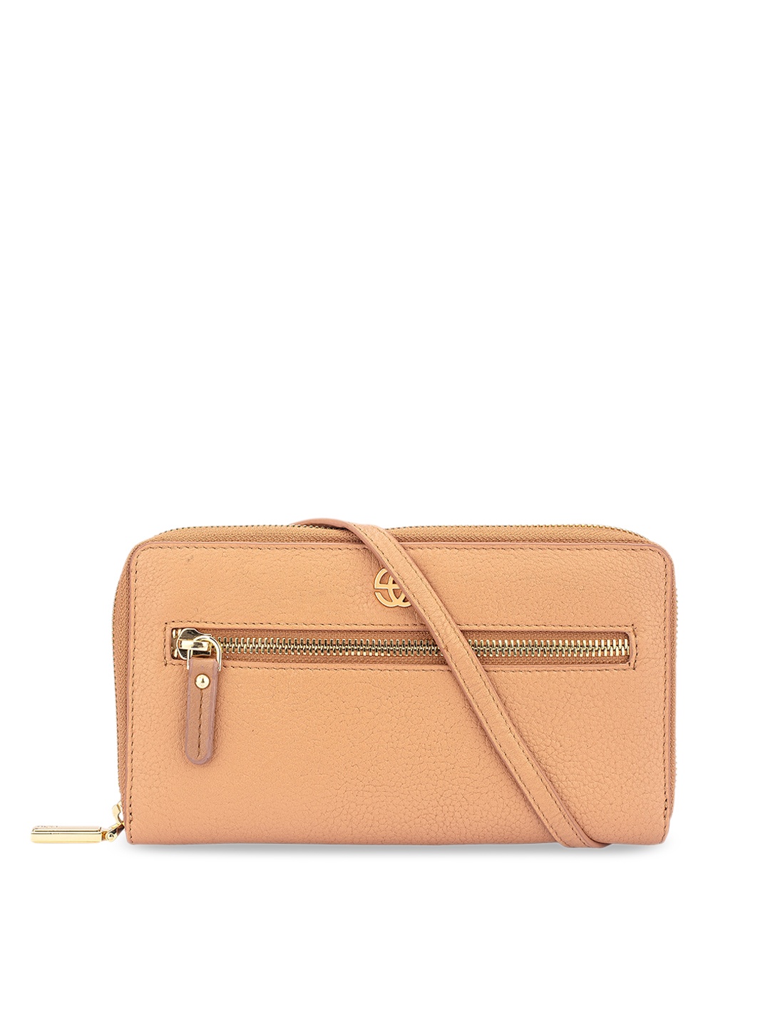 

Eske Women Brown Solid Leather Zip Around Wallet