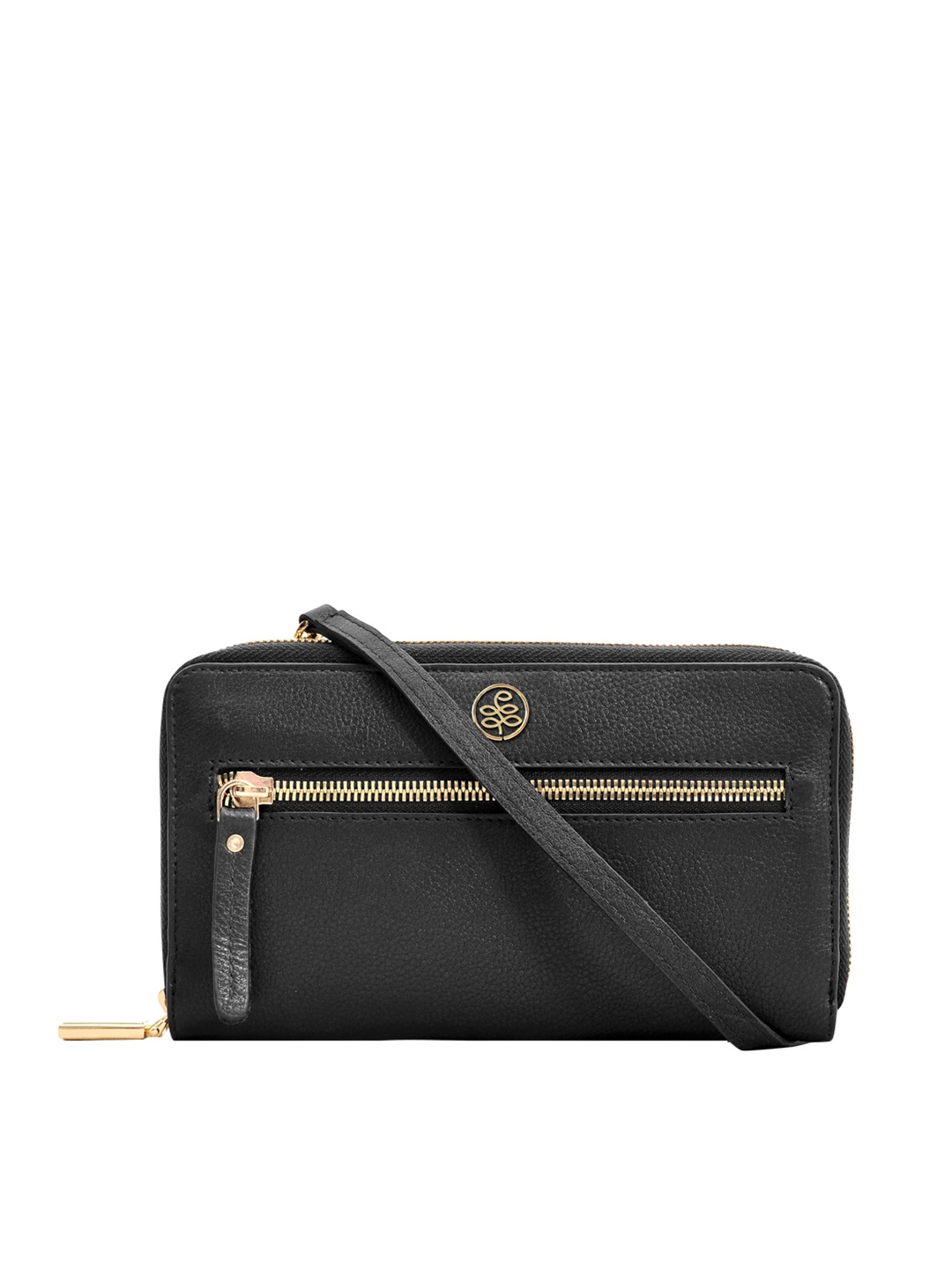

Eske Women Black Solid Leather Zip Around Wallet
