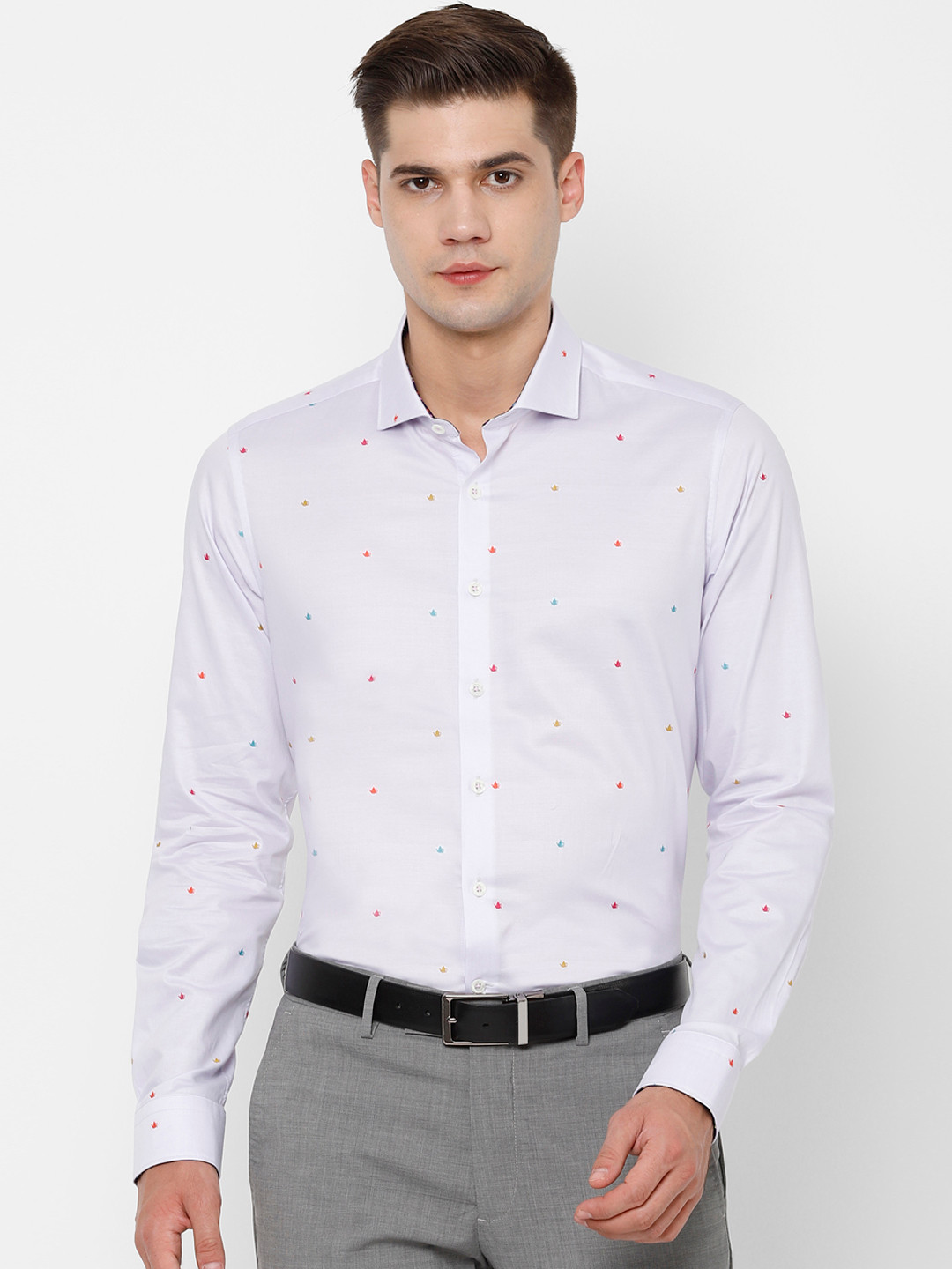 

SIMON CARTER LONDON Men White Slim Fit Printed Formal Shirt