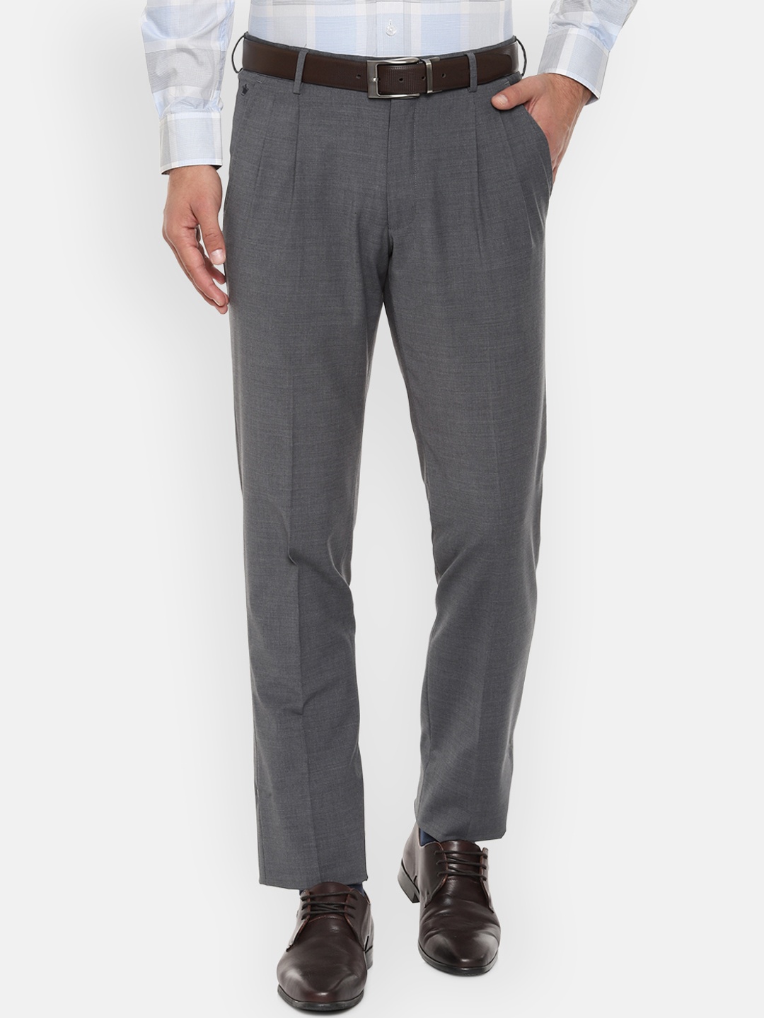 

Louis Philippe Men Grey Regular Fit Solid Formal Trousers