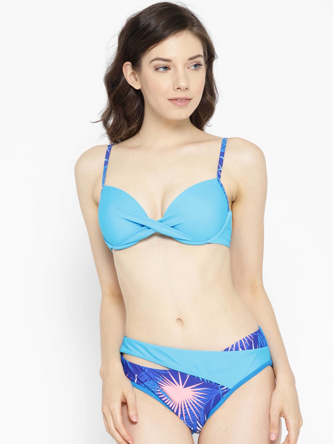 

VOXATI Women Blue Solid Swim Bikini Set bik690