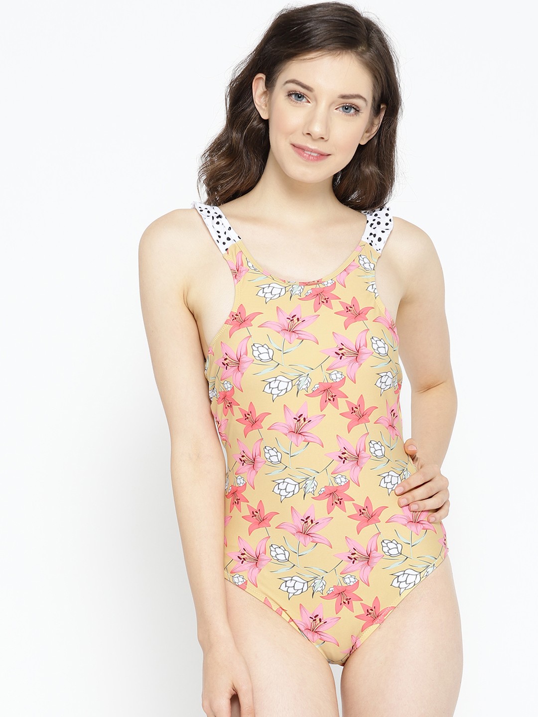

VOXATI Women Beige & Pink Printed Monokini bik732-xxl