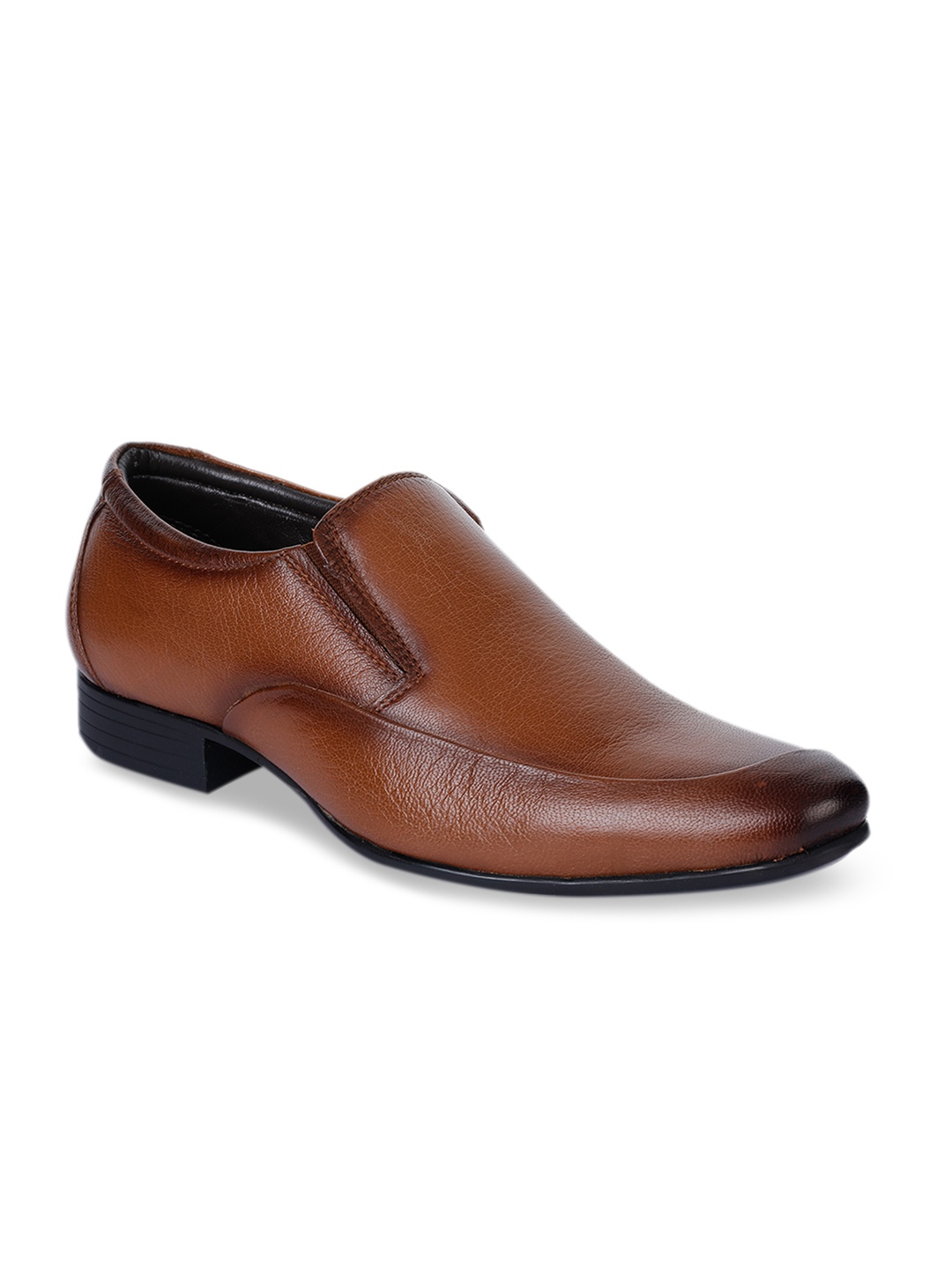 

Fortune Men Tan Brown Solid Patent Leather Formal Slip-On Shoes