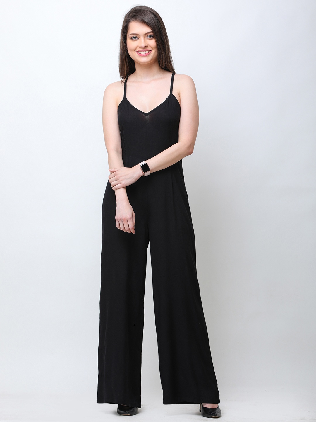 

SCORPIUS Black Solid Basic Jumsuit