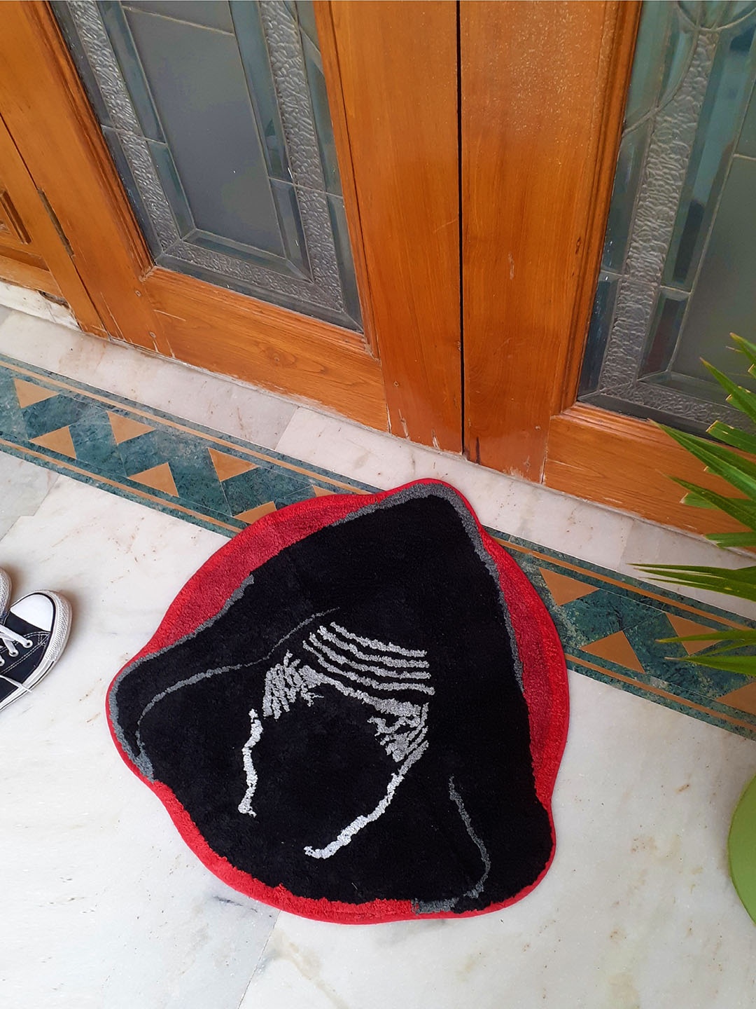 

Avira Home Black & Red Printed 1450 GSM Cotton Doormat