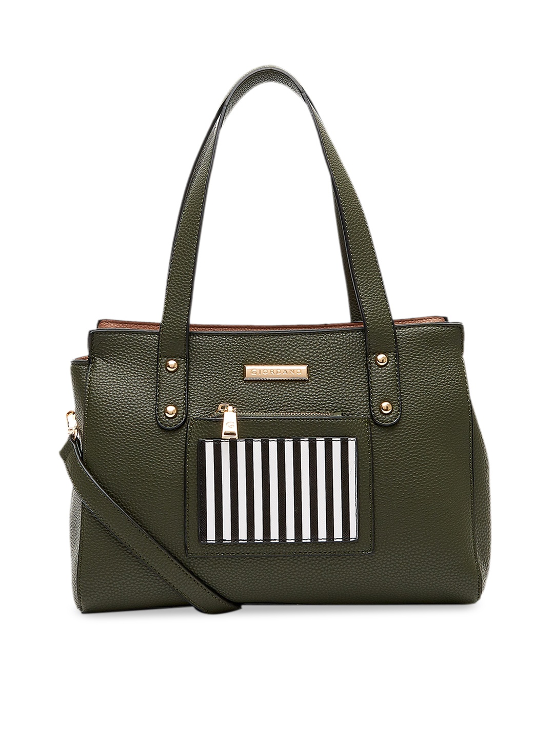 

GIORDANO Green Striped Shoulder Bag