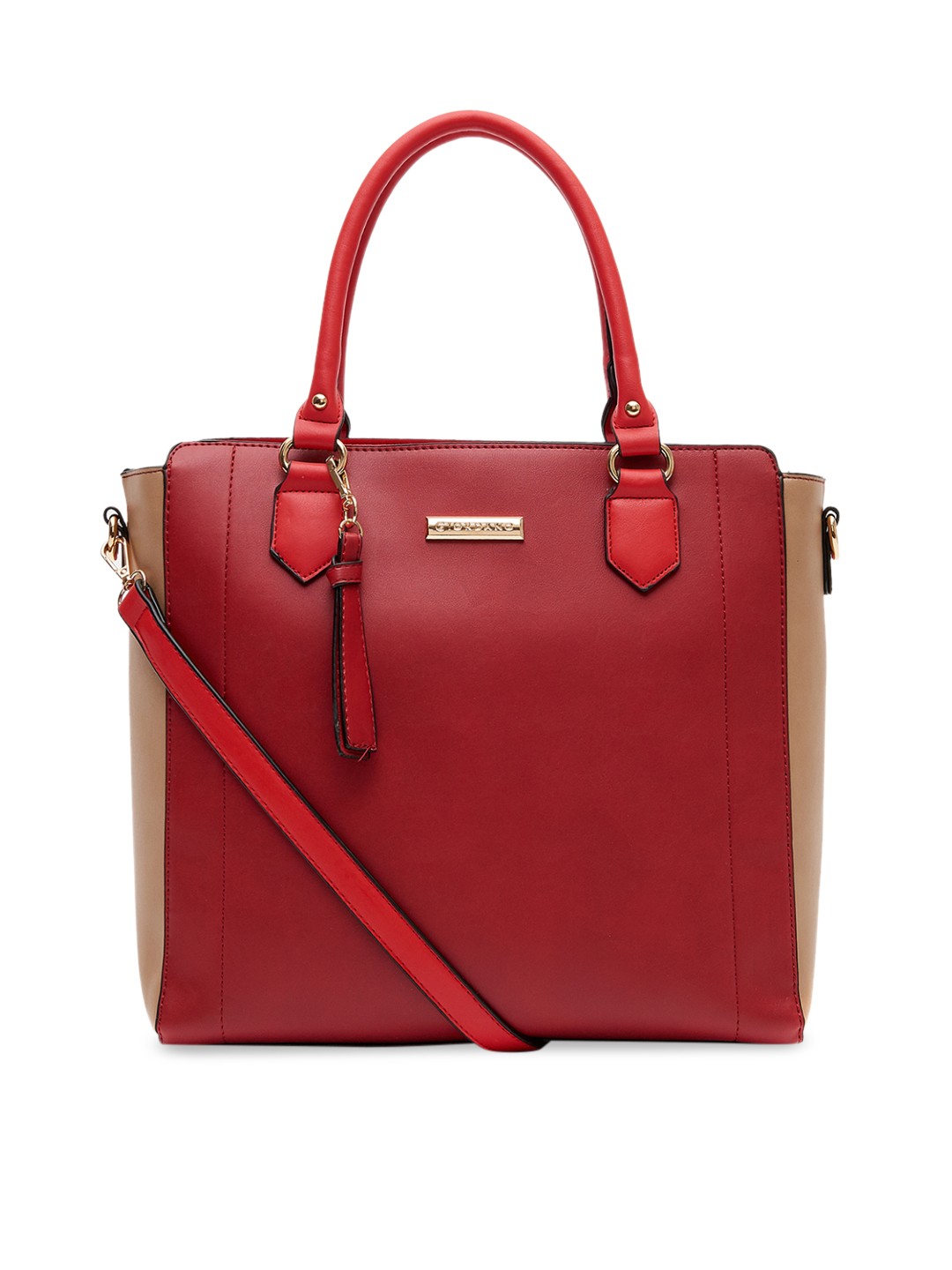 

GIORDANO Maroon Solid Tote Bag