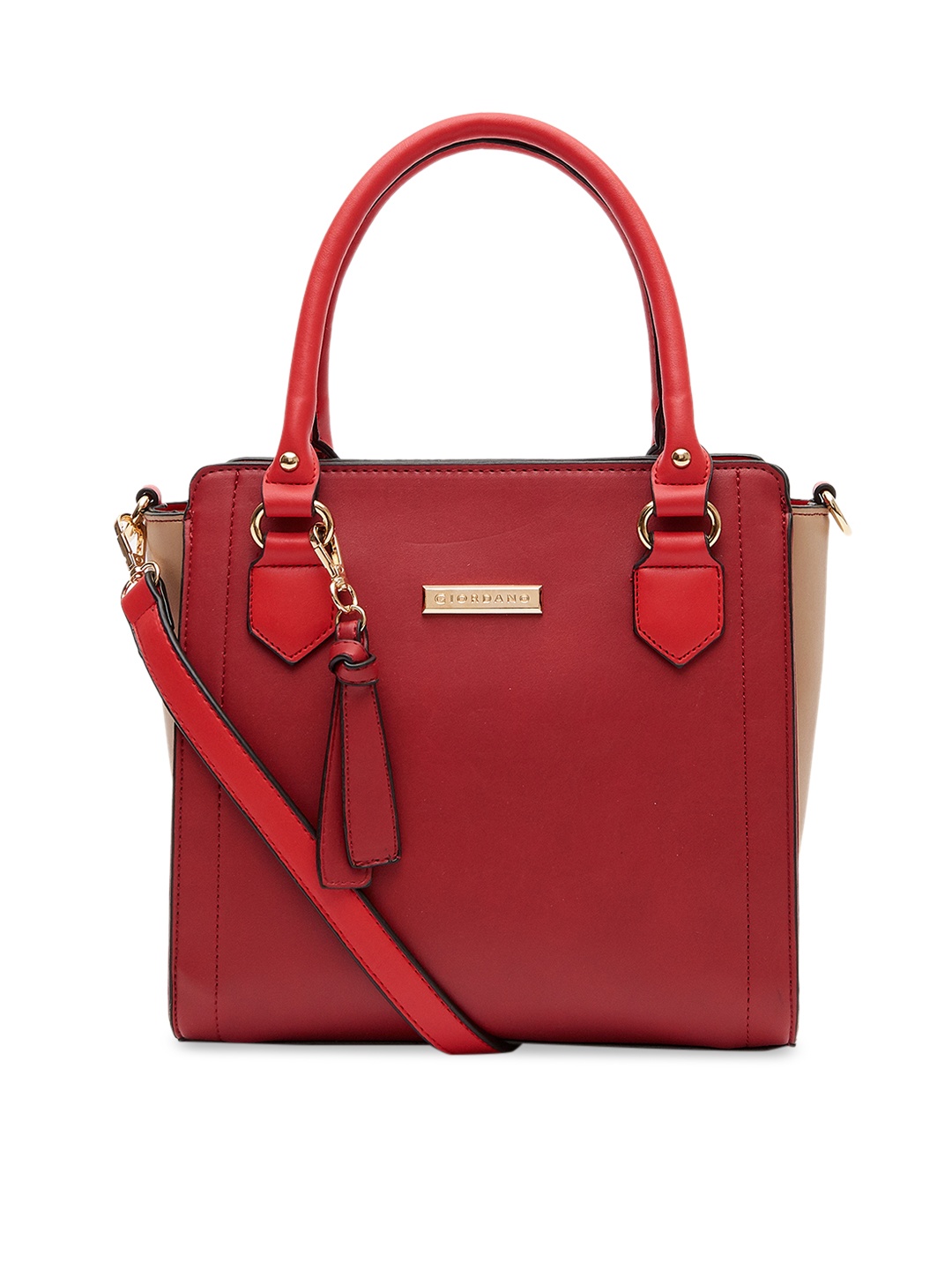 

GIORDANO Maroon Colourblocked Handheld Bag