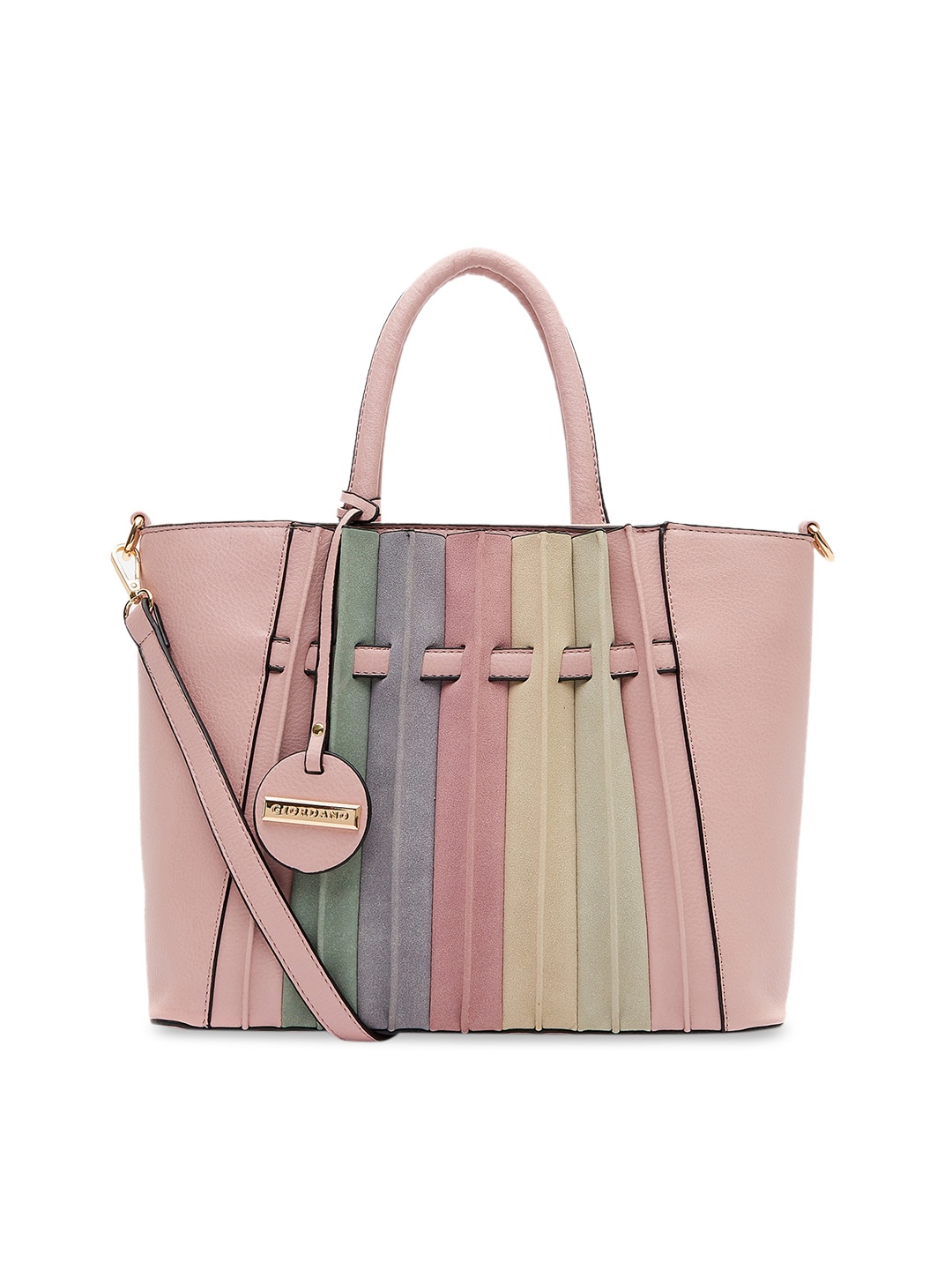 

GIORDANO Pink Striped Handheld Bag