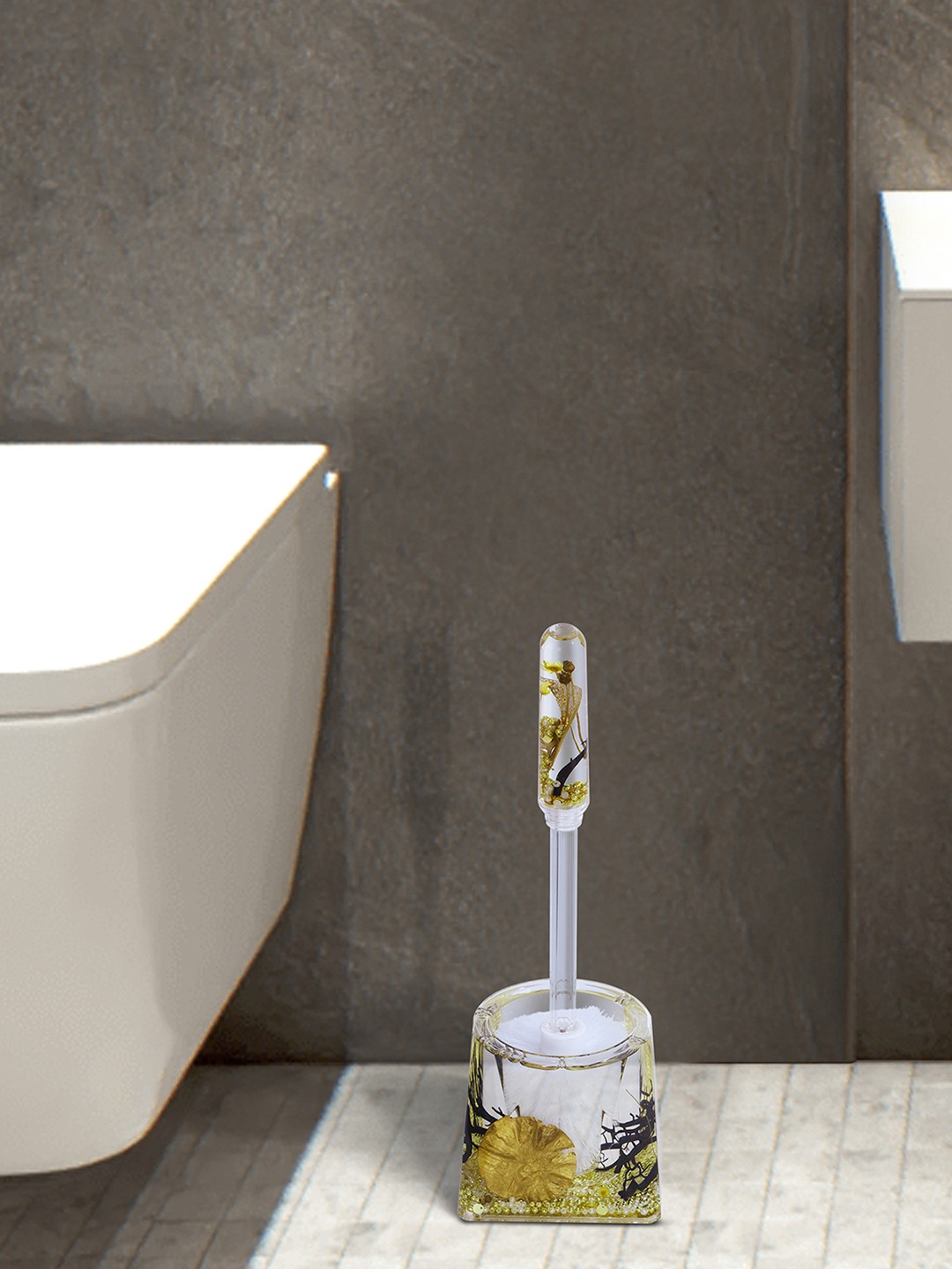 

OBSESSIONS Gold-Toned & Transparent Acrylic Toilet Brush With Holder