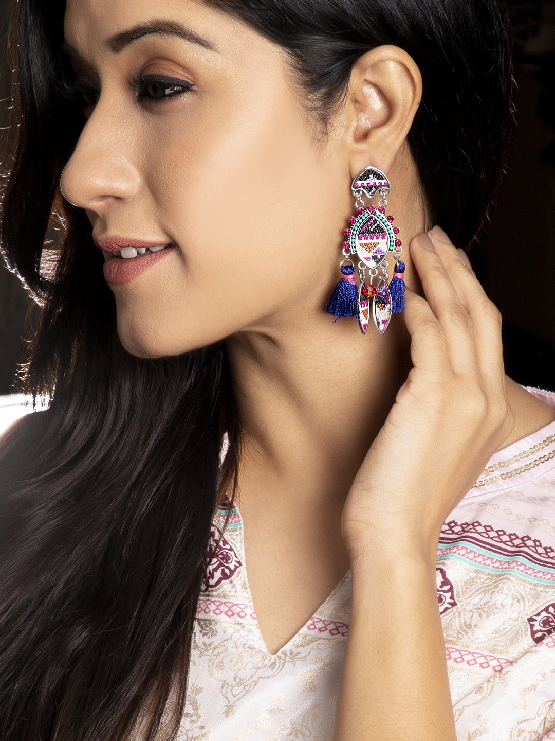 

Rubans Silver-Toned Quirky Drop Earrings