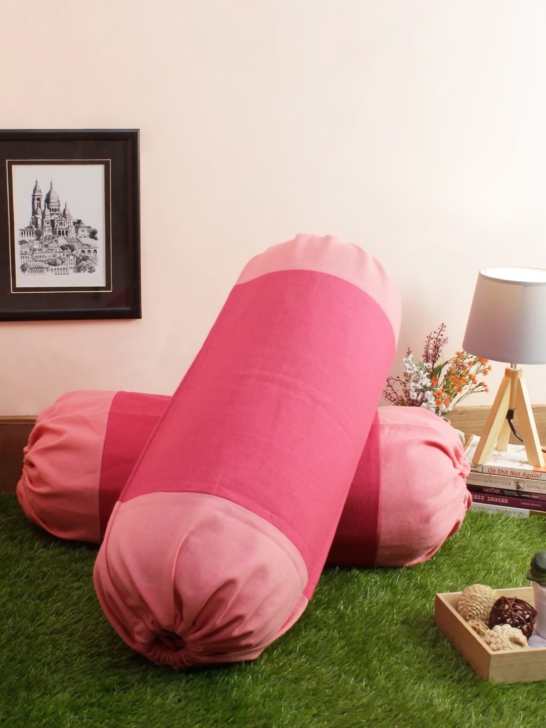 

Soumya Set of 2 Fuchsia Solid 200TC Cotton Bolster Covers