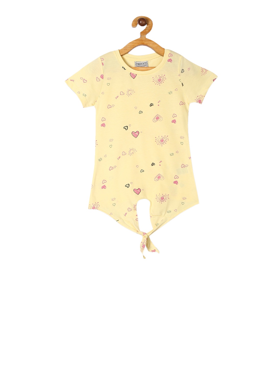 

Cherokee Girls Yellow Printed Pure Cotton Top