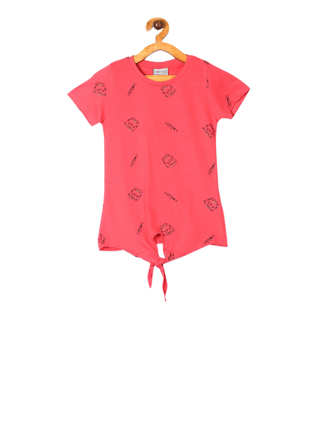 

Cherokee Girls Pink Printed Pure Cotton Top