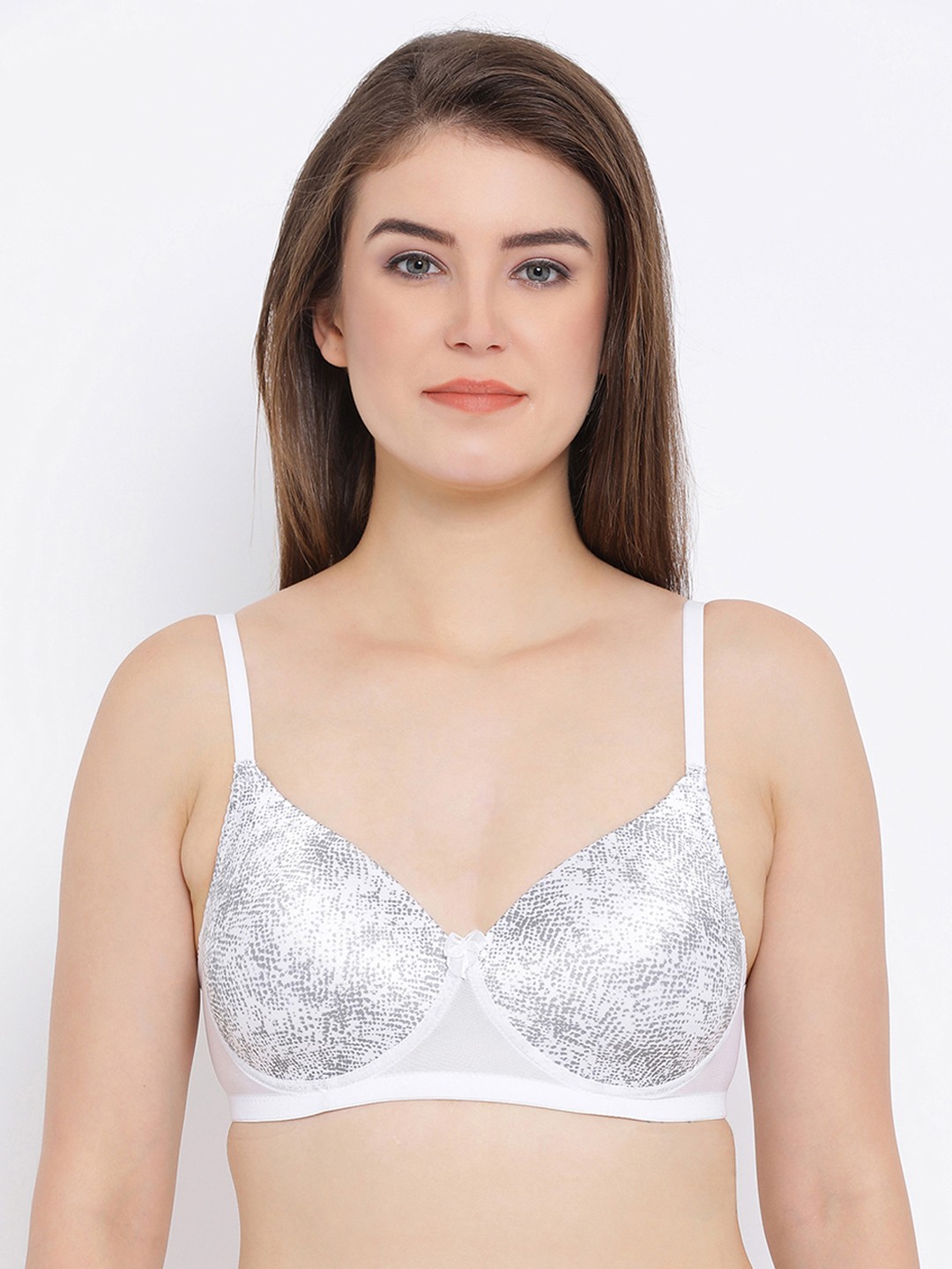 

Clovia Padded Non-Wired Printed T-Shirt Bra, White