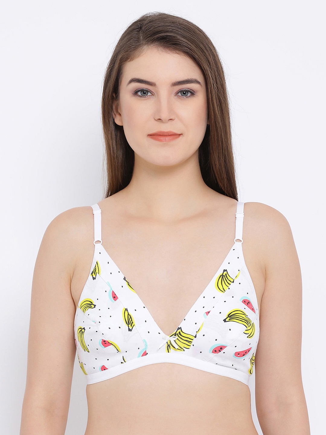 

Clovia Cotton Rich Printed Non-Padded Non-Wired Bra, White